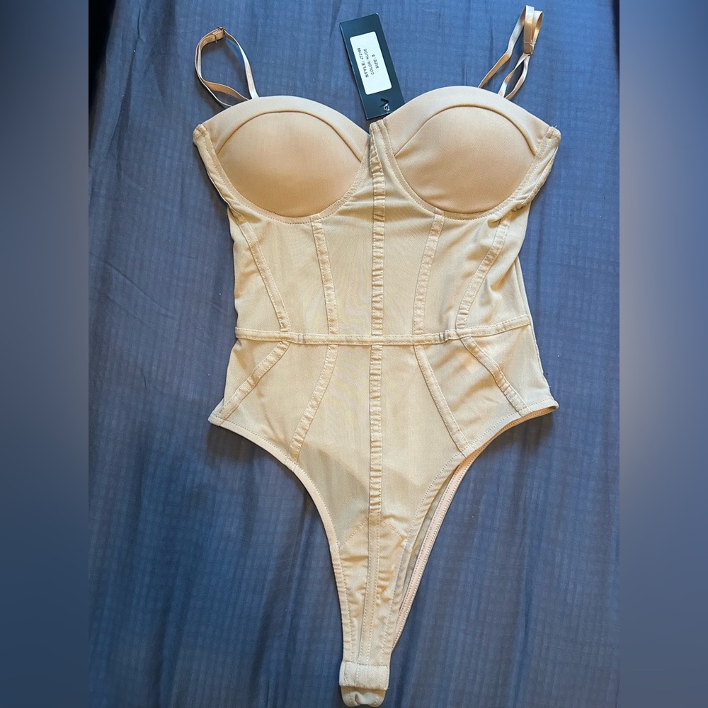 Elegant Beige Women's Bodysuit